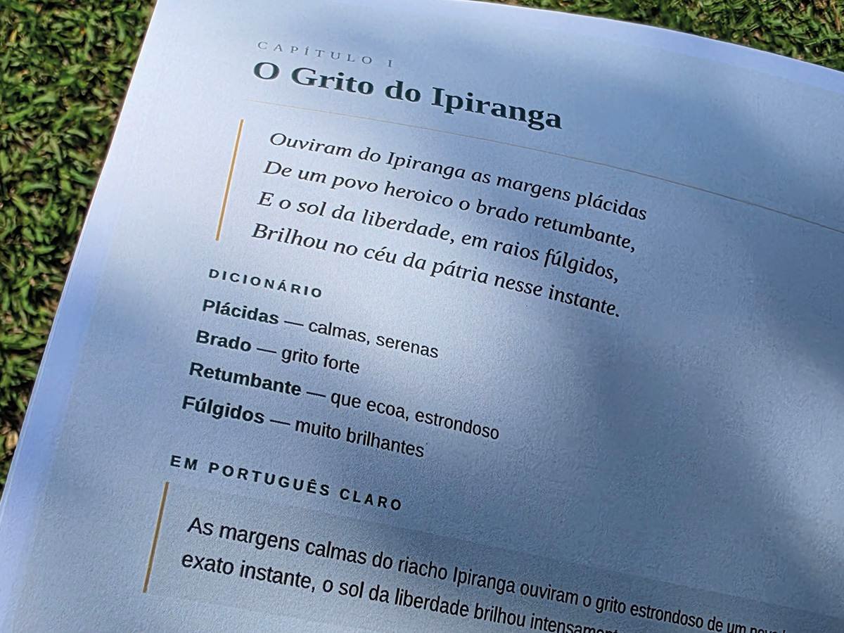 Página da cartilha com as palavras difíceis explicadas